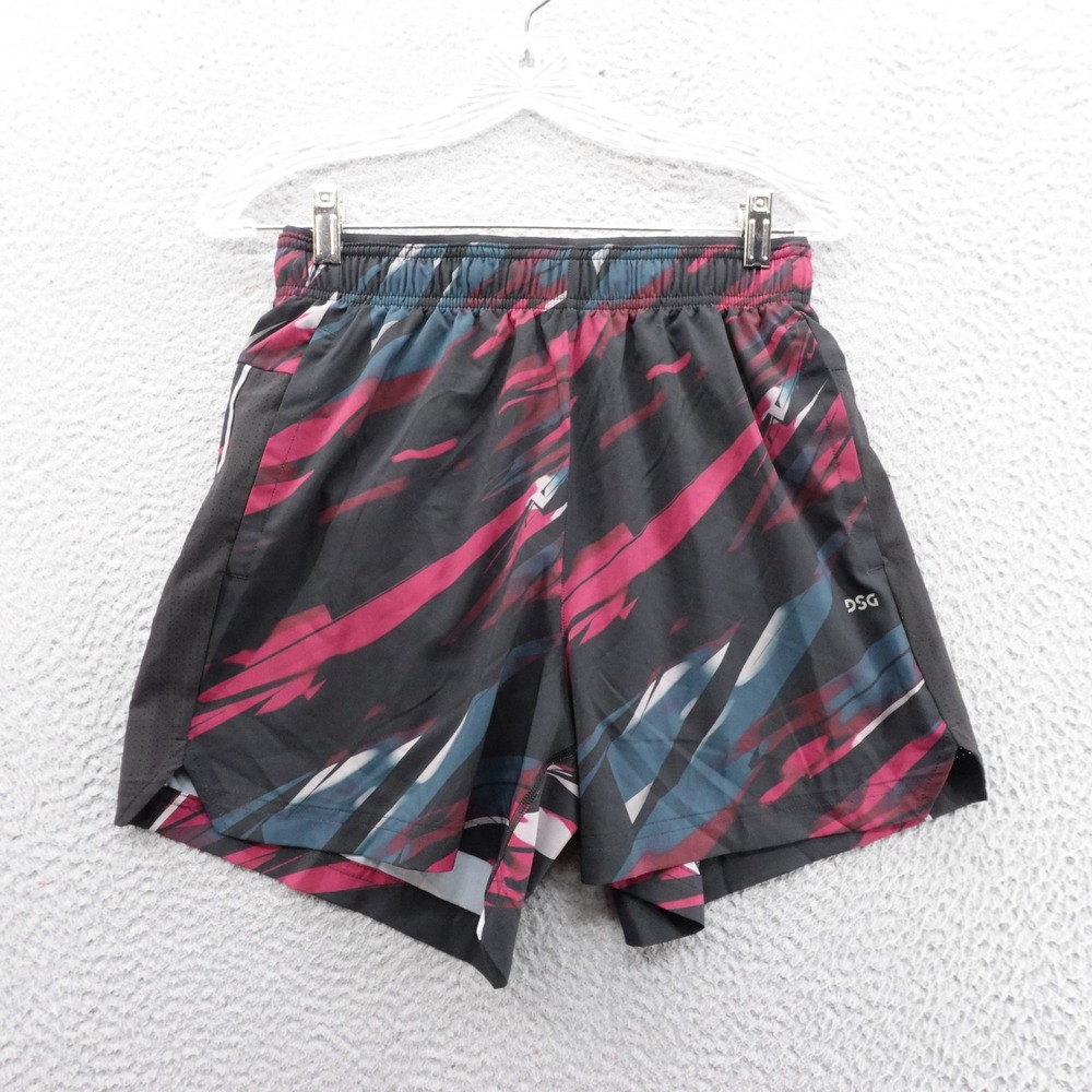 DSG Mens 5 Inch Stride Run Short Shattered Lines Black Pink Small NEW